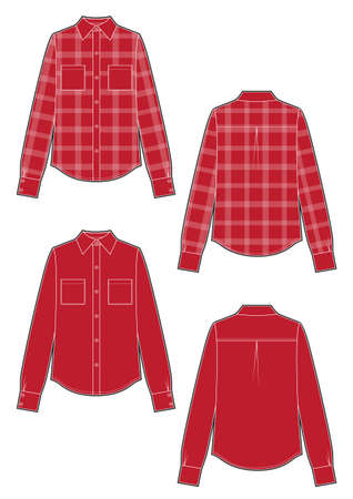 Womans red shirts isolated vector set.のイラスト素材