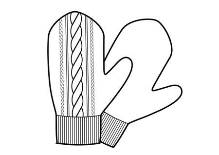 Christmas warm knitted mittens. Vector illustration for New Year cards, posters.のイラスト素材