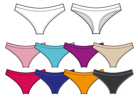 Vector panties. Set of women colored tanga underwear.のイラスト素材