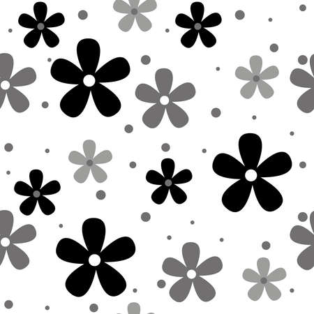 Cute pattern in small flower. Black and white patternのイラスト素材