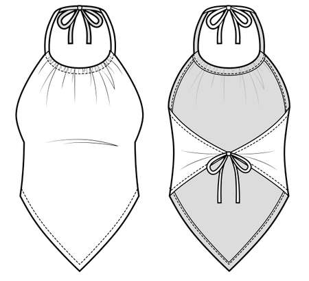 Womens halterneck, tie back, backless, sleeveless top.のイラスト素材
