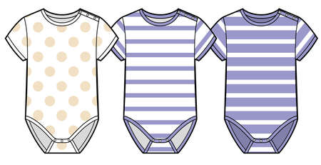 Bodisuits with polka dots and striped patternのイラスト素材