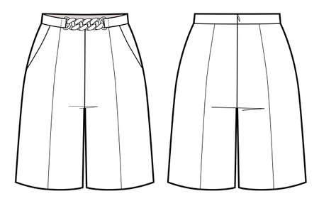 Womens shorts with chain on the belt.のイラスト素材