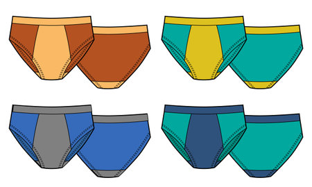 Set of boys panties, different colors. Front and back viewのイラスト素材