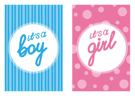 Baby shower card. Its a boy. its a girl.のイラスト素材