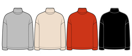 turtleneck knit sweater, different colorsのイラスト素材