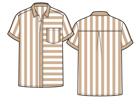 Mens short sleeves shirt with a stripe patternのイラスト素材