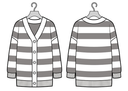Cardigan on a wooden hanger. Accessory for storing apparel.のイラスト素材