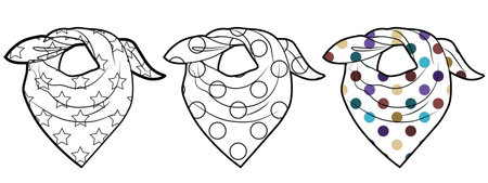Head bandana with a pattern set. Fashionable headbandのイラスト素材