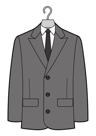 Man classical suit on plastic hanger vector illustration.のイラスト素材