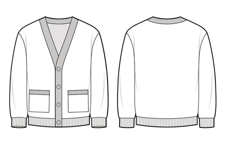 Mans v-neck cardigan sweater jacketのイラスト素材