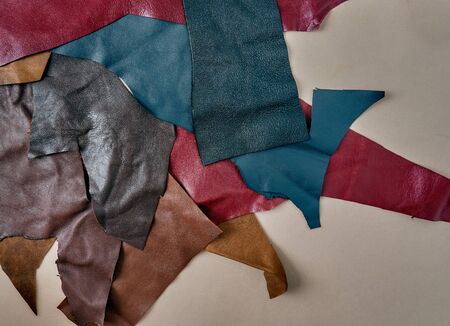 Leather samples in various colors.