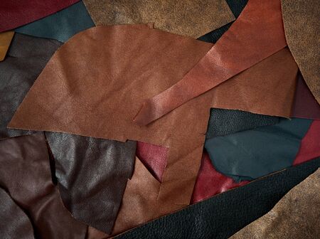 Leather samples in various colors.の写真素材