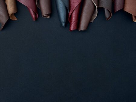 Leather samples in various colors.