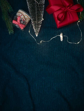 Christmas, winter, new year concept. Flat lay, top view, copy space.の写真素材