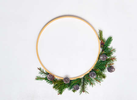 Mockup Christmas greeting card, flatlay with place for your text.の写真素材