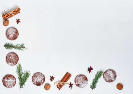 Gingerbread cookies with spices and decorations.