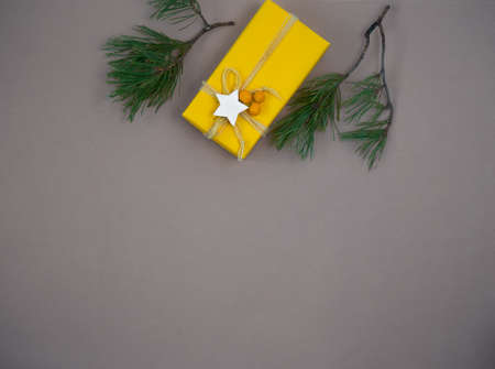 Handmade christmas gift boxes. Top view.