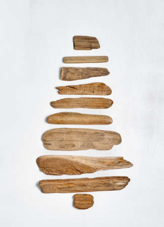 Christmas Tree made with driftwood.の写真素材
