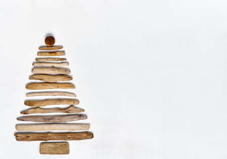 Christmas Tree made with driftwood.の写真素材