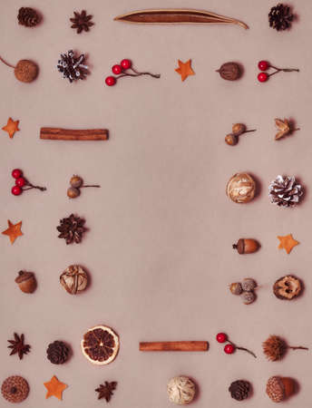 Mockup Christmas greeting card, flatlay with place for your text.