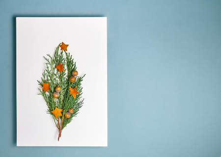Paper blank mock up, decorations, isolated on yellow.
