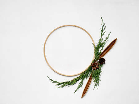 Mockup Christmas greeting card, flatlay with place for your text.