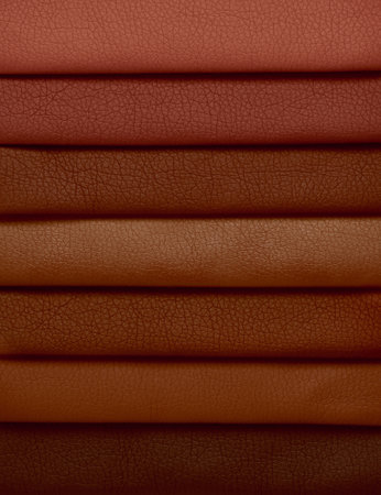 Leather samples in various colors.