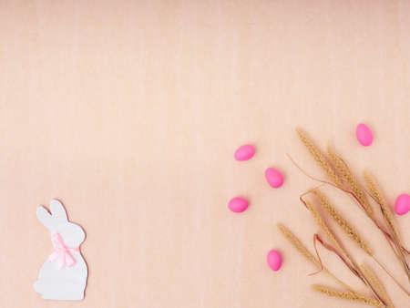 Easter holiday concept. Top view. Easter card with a copy space.