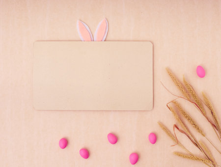 Easter holiday concept. Top view. Easter card with a copy space.