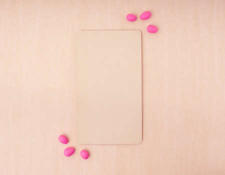 Easter holiday concept. Top view. Easter card with a copy space.