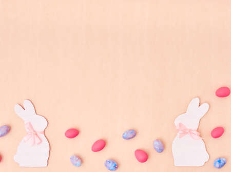 Easter holiday concept. Top view. Easter card with a copy space.