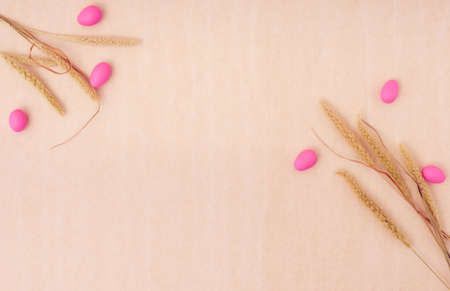 Easter holiday concept. Top view. Easter card with a copy space.の写真素材