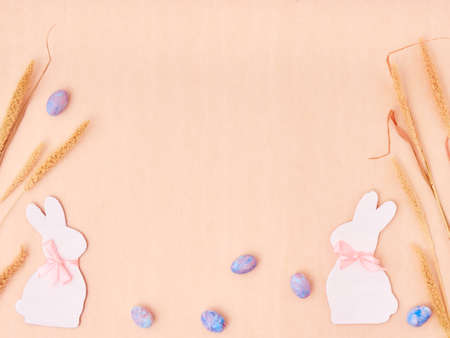 Easter holiday concept. Top view. Easter card with a copy space.の写真素材