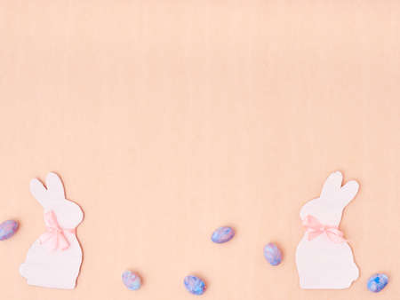 Easter holiday concept. Top view. Easter card with a copy space.の写真素材