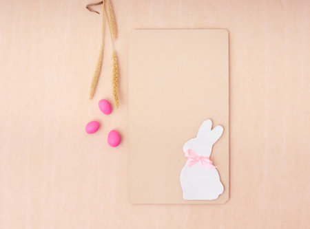Easter holiday concept. Top view. Easter card with a copy space.の写真素材