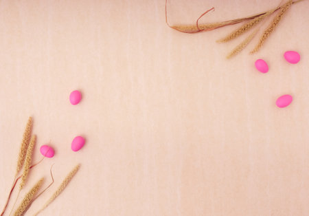 Easter holiday concept. Top view. Easter card with a copy space.の写真素材