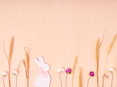 Easter holiday concept. Top view. Easter card with a copy space.の写真素材