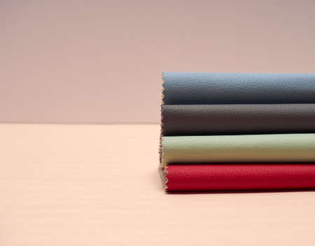 Leather samples in various colors.の写真素材