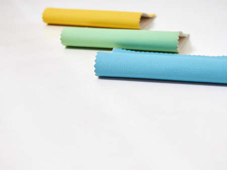 Leather samples in various colors.の写真素材