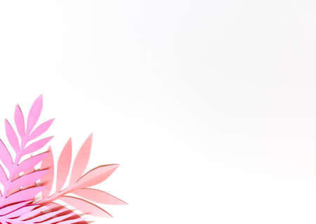 Summer background with colorful paper tropical leaves.の写真素材