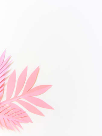 Summer background with colorful paper tropical leaves.の写真素材