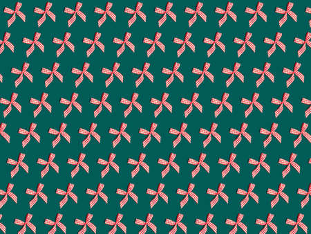 Christmas pattern. New Year decorations on green background. Christmas decorations. Flat lay, top view.の写真素材