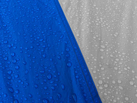 Water drops on waterproof membrane fabric. Morning dew on tent.の写真素材