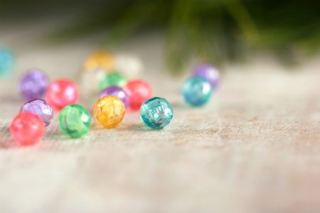 scattered variegated bright New Year's beadsの写真素材