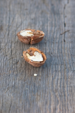 skin young walnut on the wood boardの写真素材