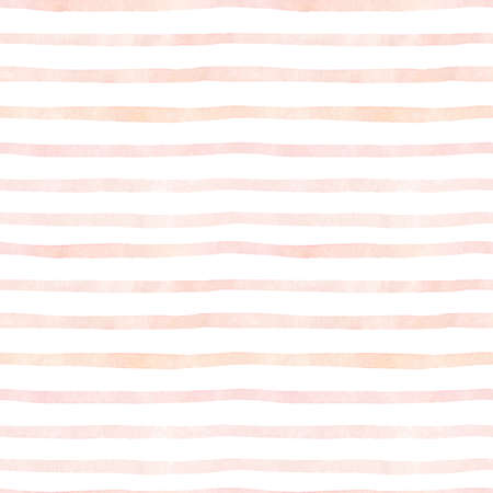 Watercolor striped seamless pattern in pastel colors. Abstract hand-drawn background. Muted pink and peach shades. Perfect for wrapping paper, covers, prints, invitations, decorations.の写真素材