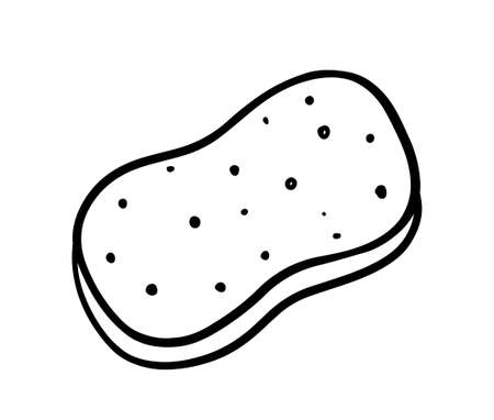 Sponge for washing and cleaning isolated on white background. Vector hand-drawn illustration in doodle style. Suitable for your projects, decorations, various designs.のイラスト素材