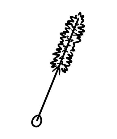 Bottle cleaning brush isolated on white background. Vector hand-drawn illustration in doodle style. Suitable for your projects, decorations,various designs.のイラスト素材