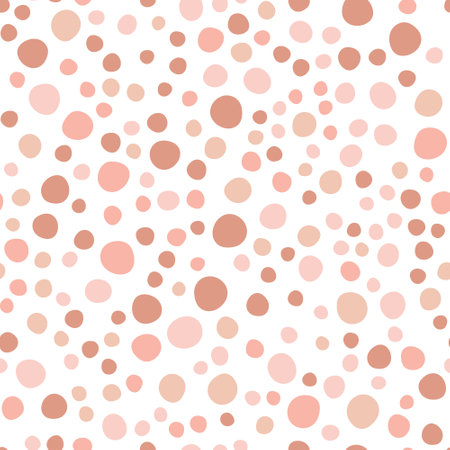 Abstract spotted seamless pattern in pastel colors. Pink and brown dotted background. Vector hand-drawn illustration. Perfect for print, decorations, wrapping paper, covers, invitations, cards.のイラスト素材